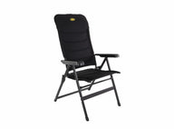 Chaise de camping Camp4 Alu MALAGA BREEZE - Rembourrée avec tissu mesh noir