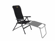 Chaise de camping Camp4 Alu MALAGA BREEZE - Rembourrée avec tissu mesh noir
