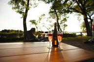 Campingtisch, Bambus, faltbar, Beine alufarbig, 100 x 65 cm