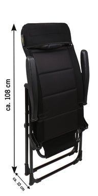 Chaise de camping Camp4 MALAGA MESH - réglable en 4 directions, noire, maille 3D