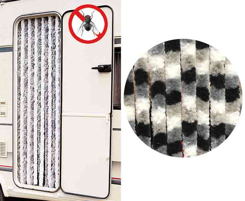 Tenda in pile 56x185 bianco/grigio/nero per camper e roulotte