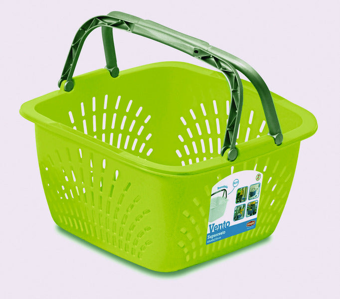 Tragekorb 18,5l, farbig gemischt: weiß, türkis, lime green, 40x40x23cm