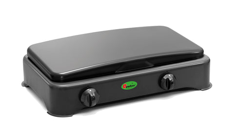 Fornello Parker a 2 fuochi con dispositivo di accensione di sicurezza - antracite - 30 mbar