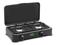 Parker 2-flammiger Gaskocher Graphite – 30 mbar, 7 kW, mit Zündsicherung, für Innenbereich geeignet