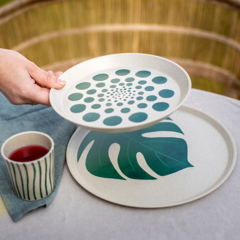 Set di 4 tazze - MONSTERA STRIPES