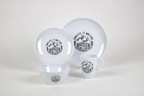 Set di stoviglie in melamina Camp4 VANLIFE per 4 persone