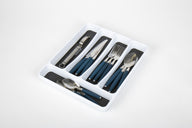 Range-couverts, plastique, 5 compartiments, taille M, blanc