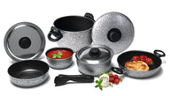 Ensemble de casseroles de camping en aluminium Rocky - 9 pièces