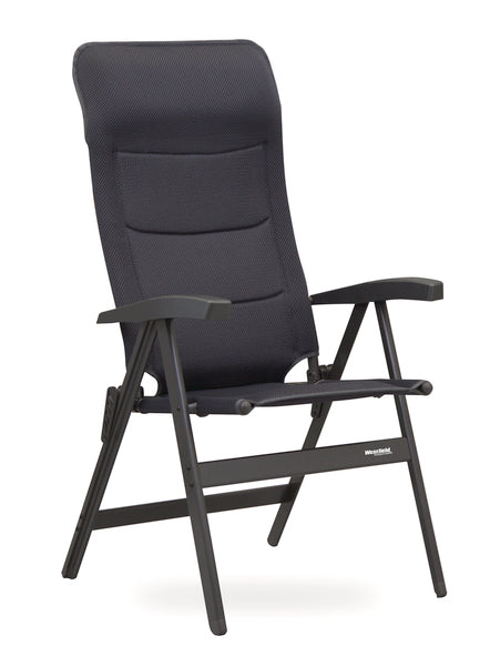 Chaise de camping Avantgarde, couleur : gris, réglable sur 7 positions