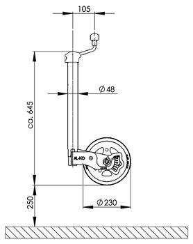 Ruota di supporto 230 x 80 - cerchi in acciaio - pneumatici in gomma - con indicatore di carico di supporto