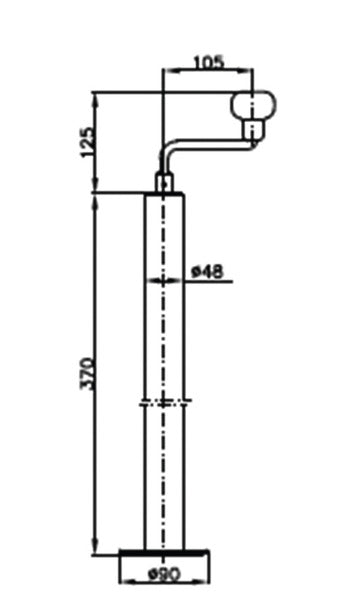 Stützrohr ST 48-90 m.Kurb