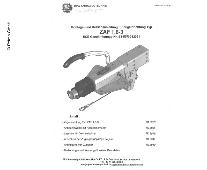 Zugeinrichtung Typ ZAF 1,6-3