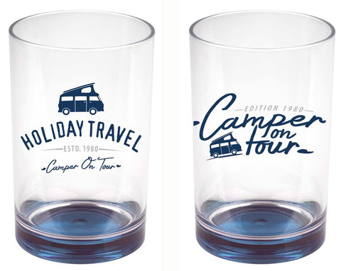 Verres VOYAGE VACANCES KEY WEST - lot de 2 avec fond coloré