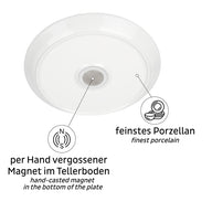 2 assiettes magnétiques en porcelaine 