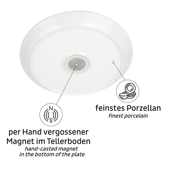 2 magnetische Porzellan-Teller