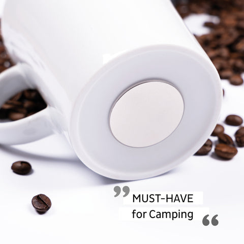 Tasses à poignée magnétique en porcelaine CAMPING - Lot de 2