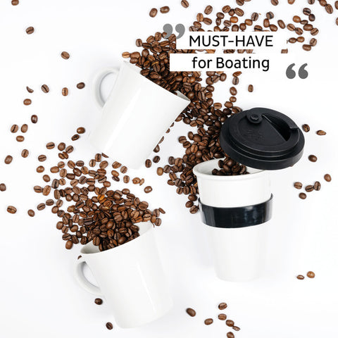 Tasses à poignée magnétique en porcelaine CAMPING - Lot de 2