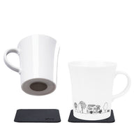 Tasses à poignée magnétique en porcelaine CAMPING - Lot de 2