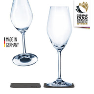 Flûtes à champagne, cristal, Silwy, magnétiques, avec sous-verres, lot de 2