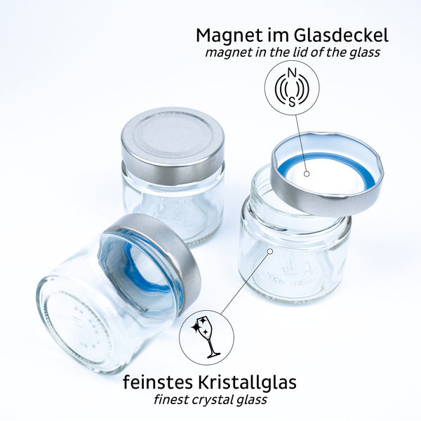 Feinkost-Magnetgläser BLACK &amp; CLASSY - 125 ml