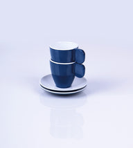 Lot de 2 tasses à expresso en mélamine Camp4 - Bleu foncé / Blanc
