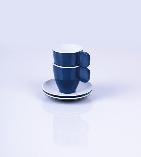 Lot de 2 tasses à expresso en mélamine Camp4 - Bleu foncé / Blanc