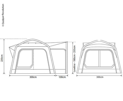 Outdoor Revolution Movelite 1 Busvorzelt - B300xT300 / H180-255cm