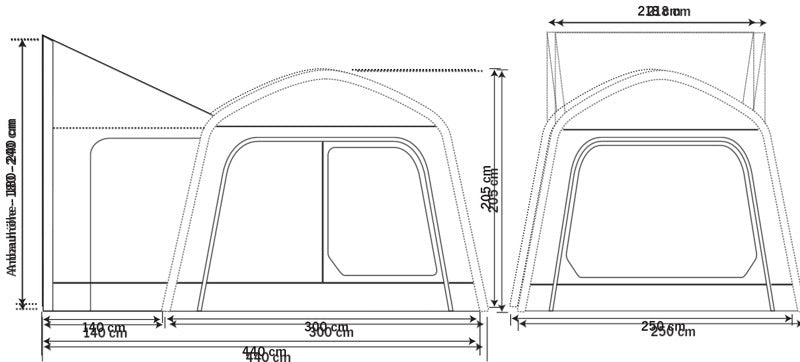 Outdoor Revolution Movelite Tail Busheckzelt -  B250xT400 / H180-240cm