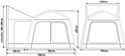 Outdoor Revolution Movelite Tail Busheckzelt -  B250xT400 / H180-240cm