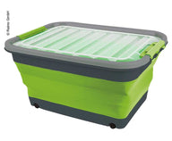 Faltbare Aufbewahrungsbox mit Deckel und Rollen – 30 Liter, Grau/Lime