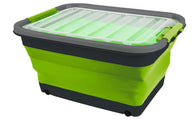Faltbare Aufbewahrungsbox mit Deckel und Rollen – 30 Liter, Grau/Lime