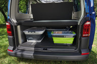 Faltbare Aufbewahrungsbox mit Deckel und Rollen – 30 Liter, Grau/Lime