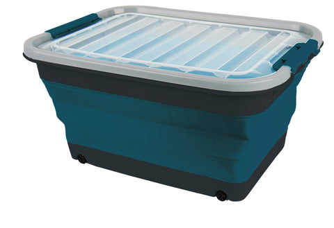Aufbewahrungsbox 45l faltbar mit Deckel u.Rollen, 61 x 45 x 10 / 30,4cm