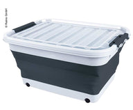 Coffre de rangement 65l pliable avec couvercle et roulettes, 72 x 53 x 10/31cm