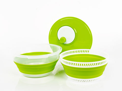Centrifuga per insalata pieghevole Camp4 con coperchio - anche colino e ciotola