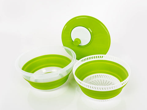 Centrifuga per insalata pieghevole Camp4 con coperchio - anche colino e ciotola