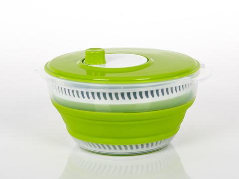 Centrifuga per insalata pieghevole Camp4 con coperchio - anche colino e ciotola