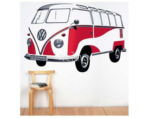 Adesivo da parete VW T1 Bulli Bus della collezione VW - Rosso Classico