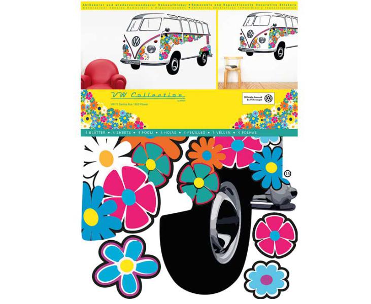 VW Collection T1 Bulli Bus Wandtattoo - Flower