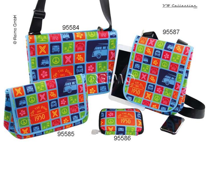 VW Collection Schultertasche, quer,Surfer-Style, bunt, Neopren, 28x36x06 cm