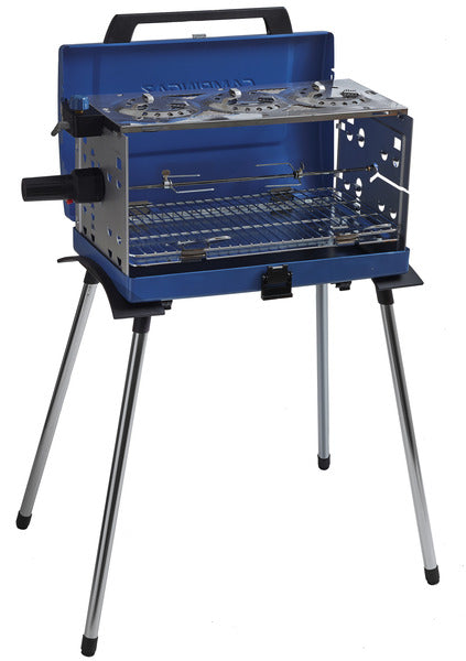 Gasgrill, transportabel, 3-flammig, mit Grillmotor, 50 mbar