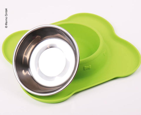 Gamelle pour chien Camp4 en acier inoxydable FRIDA avec tapis en silicone
