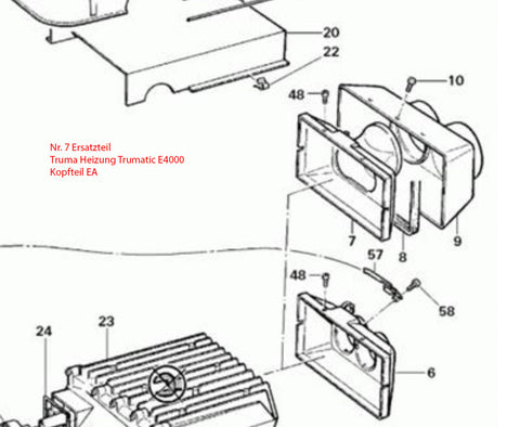 Pezzo di ricambio per stufa Truma Trumatic E4000 testata EA