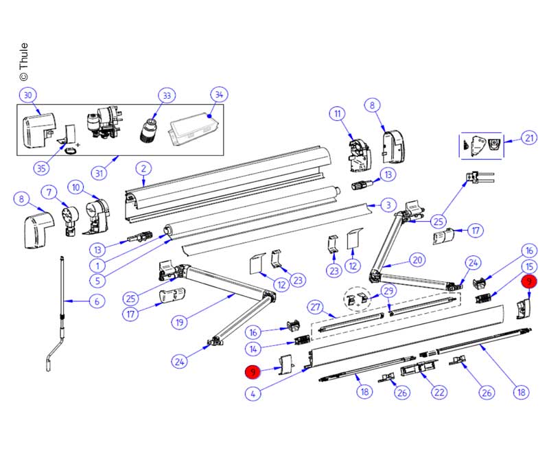 LH+RH Endcap Leadrail ano