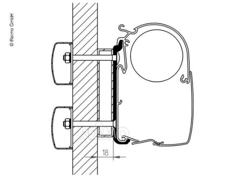 Adattatore per tendalino Omnistor per Dethleffs Globebus