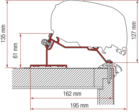 Adattatore per tenda da sole F80 per tetto di roulotte