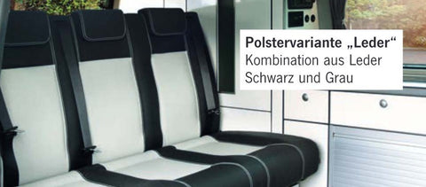 Banquette couchage VW T6/5 V3100 taille 14 rigide, largeur 1305 mm, 3 places, entièrement rembourrée.