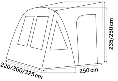 Aufblasbares Wohnwagen-Teilzelt ONE BEAM AIR 220 / 260 / 325